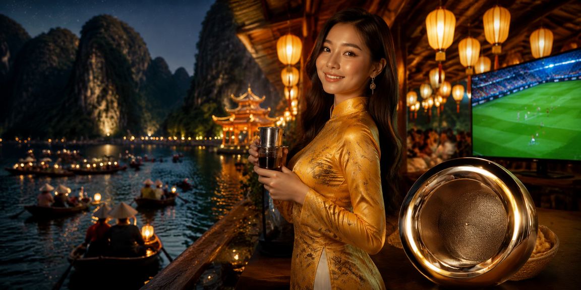 Người hâm mộ bóng đá tại Ninh Bình theo dõi kèo cược trong trang phục áo dài truyền thống